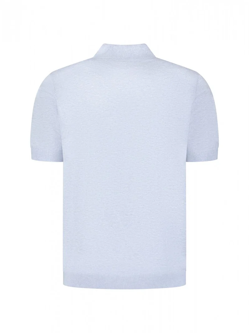 Pullover Short Sleeve Polo Zip Melange