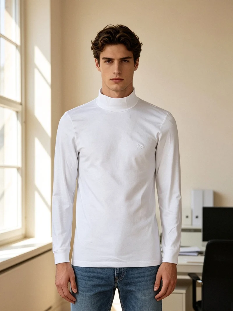 Maglia a lupetto da uomo a maniche lunghe - bianco