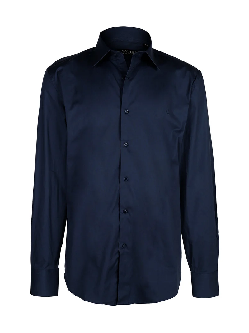 Camicia manica lunga uomo slim fit - blu scuro