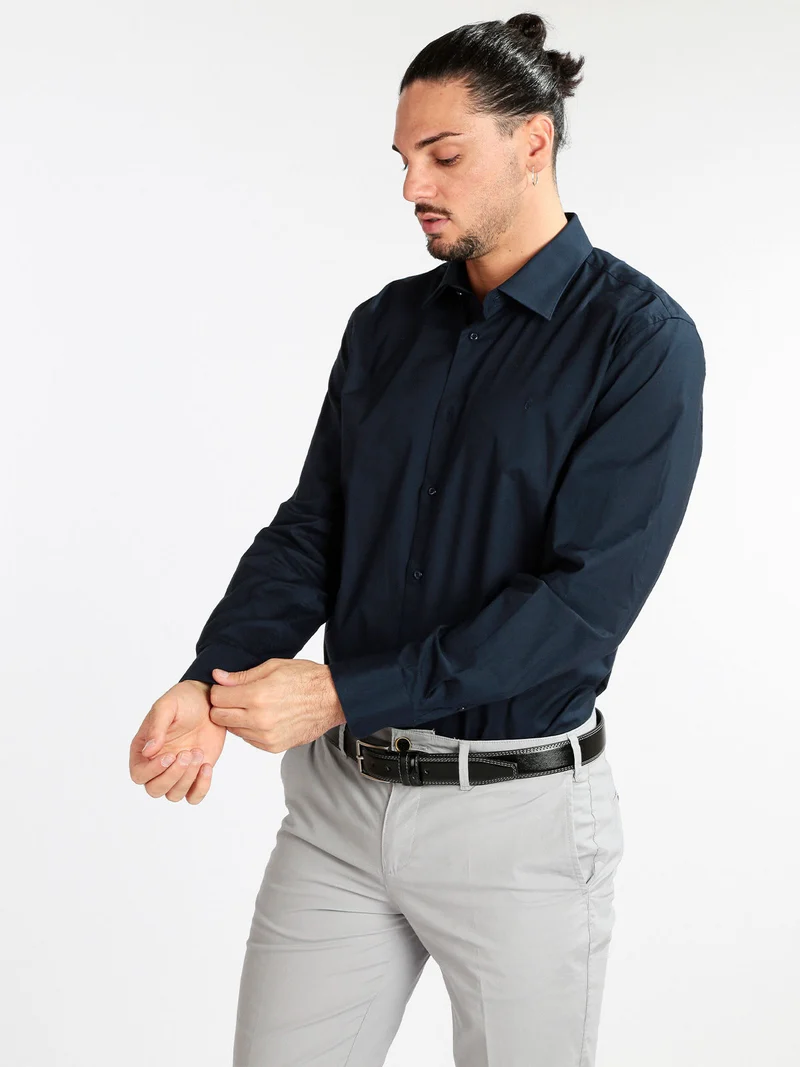 Camicia manica lunga uomo slim fit - blu scuro