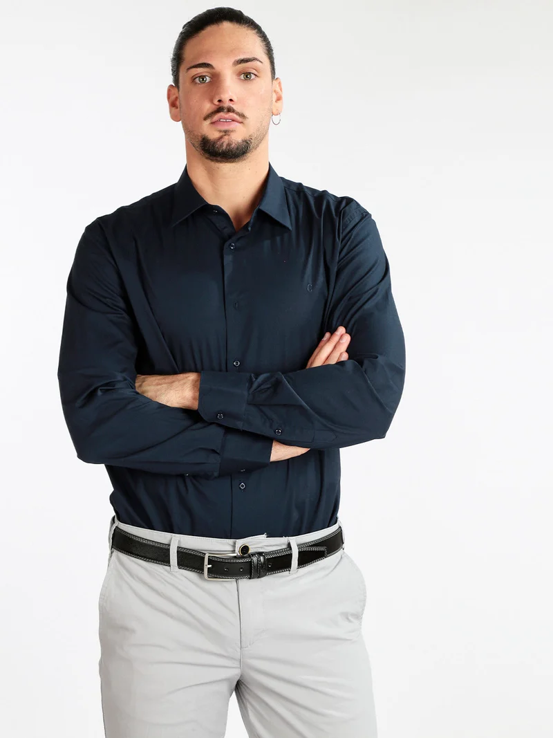 Camicia manica lunga uomo slim fit - blu scuro