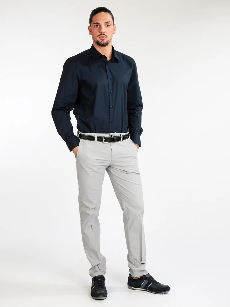 Camicia manica lunga uomo slim fit - blu scuro