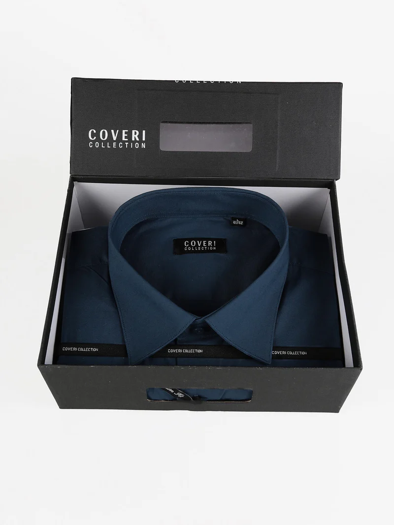 Camicia manica lunga uomo slim fit - blu scuro