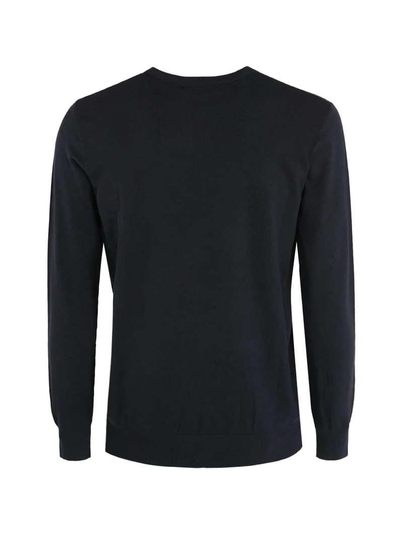 Pullover girocollo da uomo - blu scuro