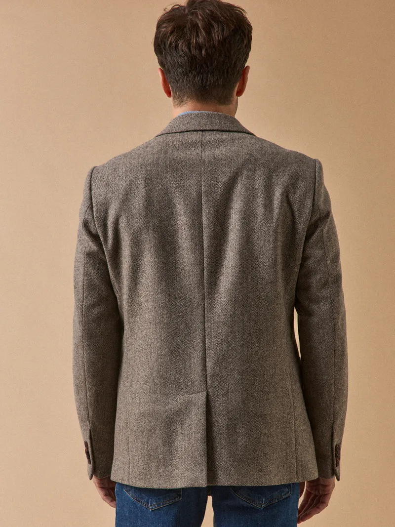 Herren Fischgrat-Blazer aus reiner Wolle