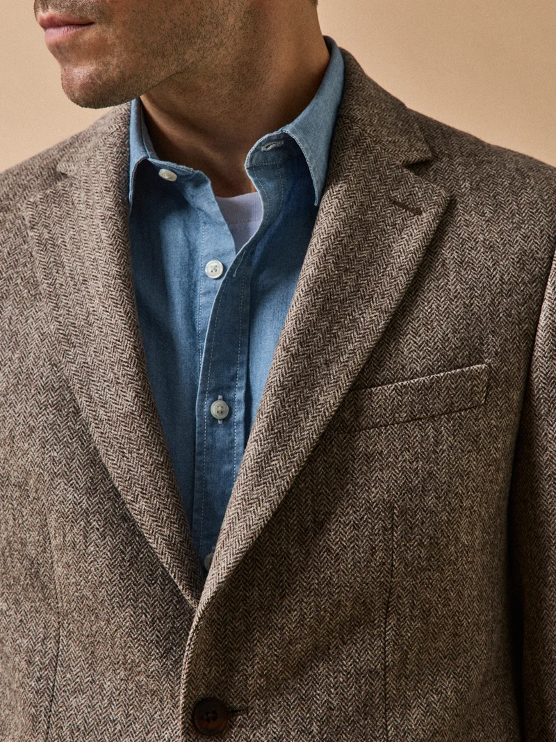 Herren Fischgrat-Blazer aus reiner Wolle