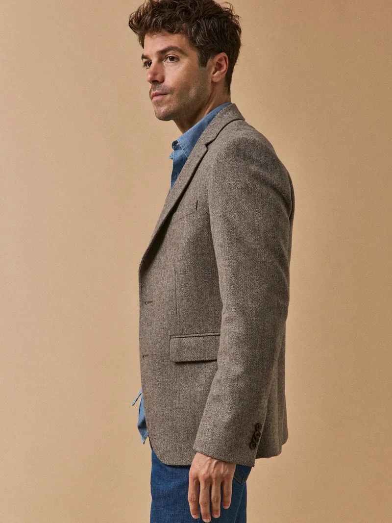 Herren Fischgrat-Blazer aus reiner Wolle