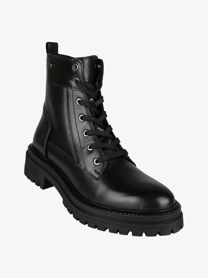 D IRIDEA C Anfibi donna in pelle con lacci e zip - nero