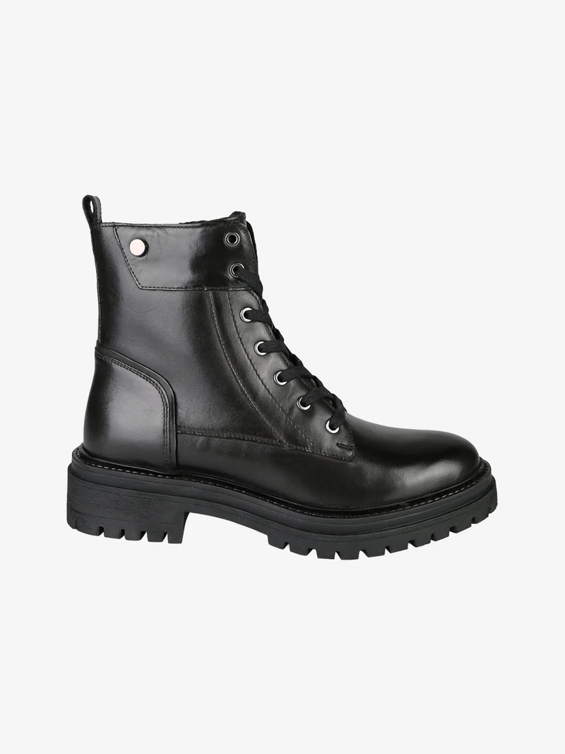 D IRIDEA C Anfibi donna in pelle con lacci e zip - nero