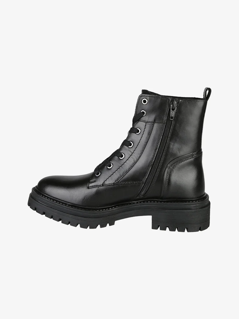 D IRIDEA C Anfibi donna in pelle con lacci e zip - nero
