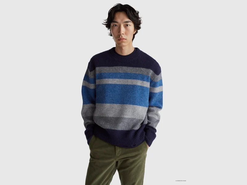 Gestreifter Pullover aus Shetlandwolle
