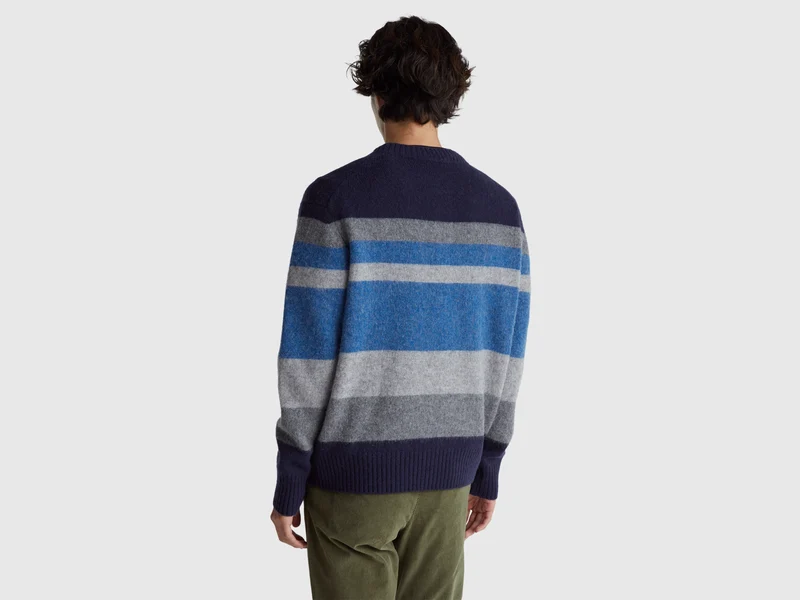 Gestreifter Pullover aus Shetlandwolle