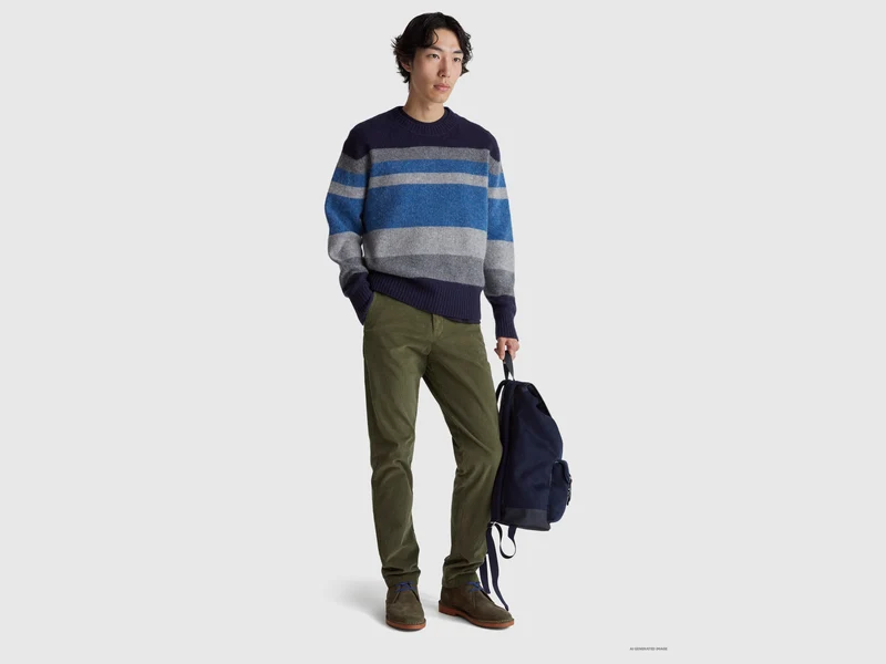 Gestreifter Pullover aus Shetlandwolle