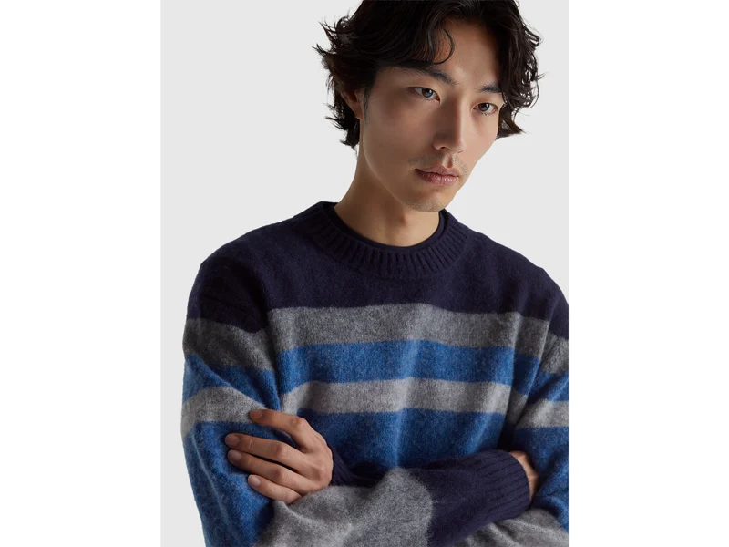 Gestreifter Pullover aus Shetlandwolle