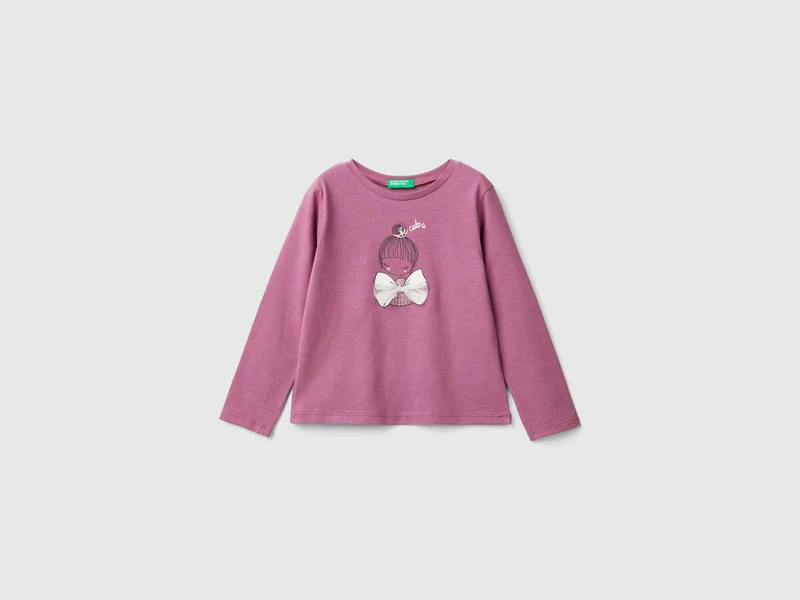 Shirt mit Aufdruck und Tüll-Applikation