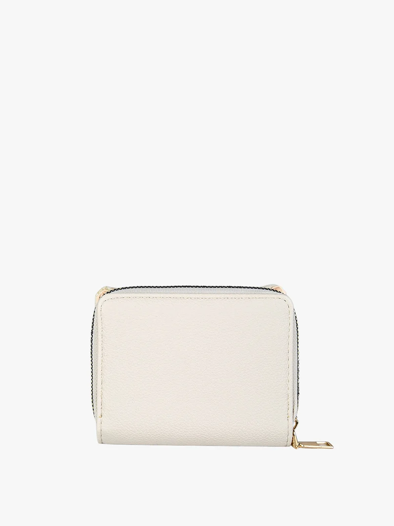 Portafoglio mini da donna con stampa monogramma - beige