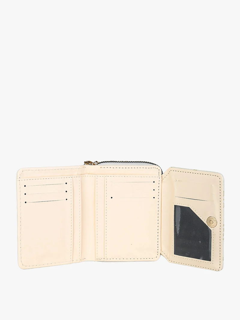 Portafoglio mini da donna con stampa monogramma - beige