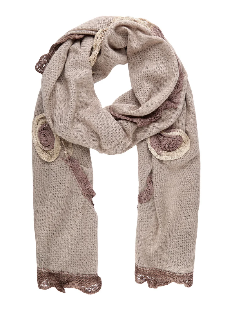 Sciarpa donna con ricami - khaki