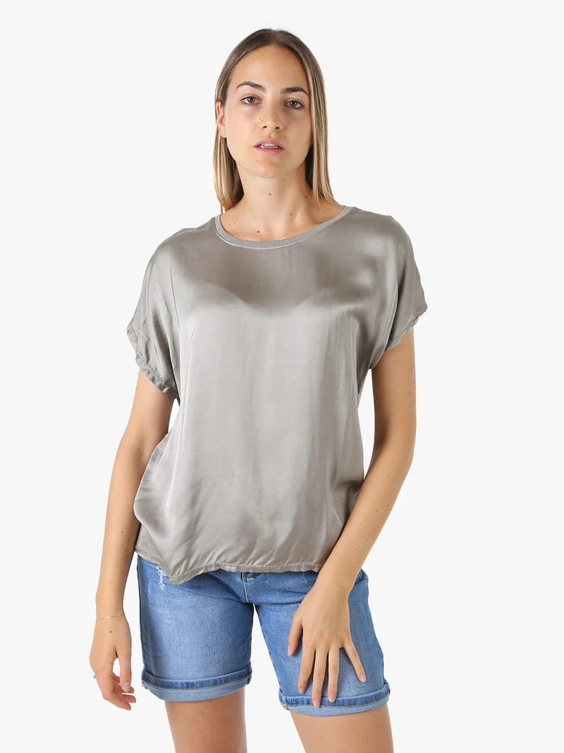 T-shirt donna in viscosa e seta - fango