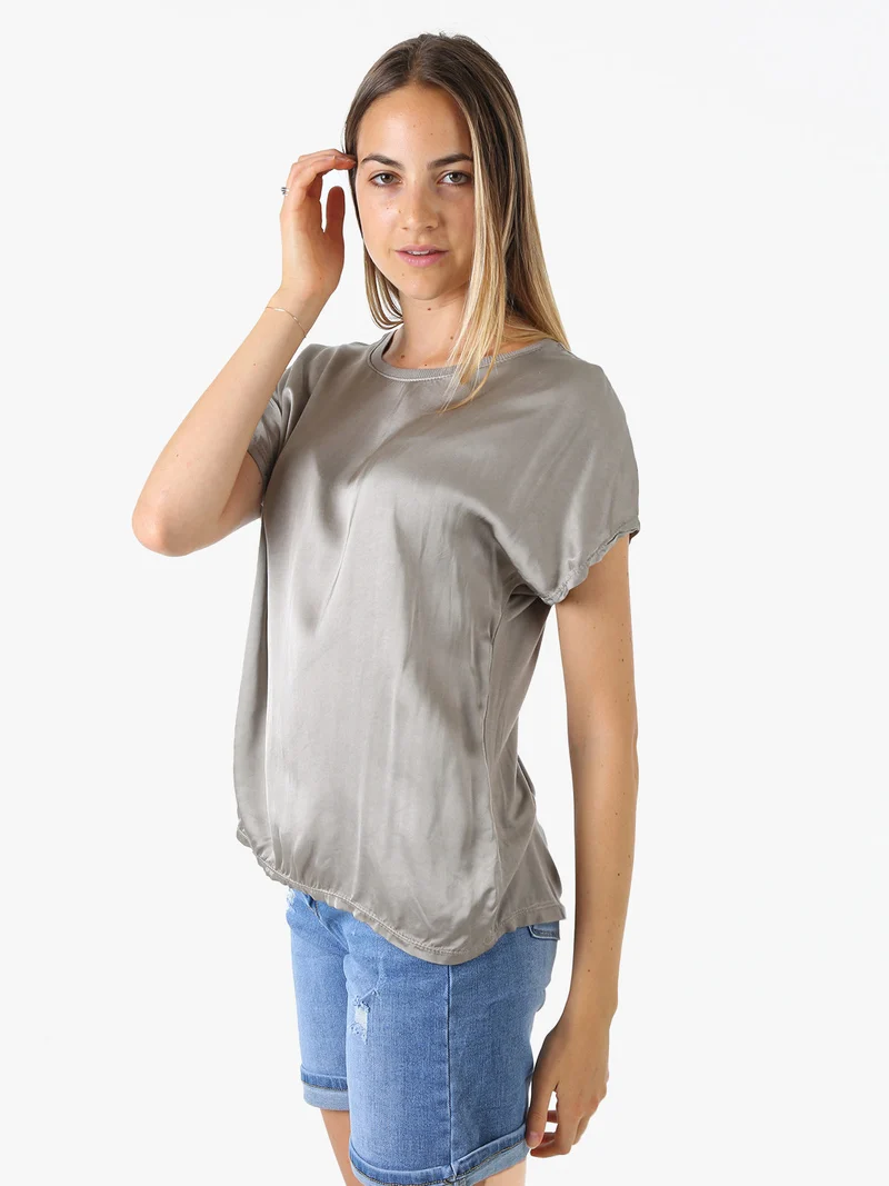 T-shirt donna in viscosa e seta - fango
