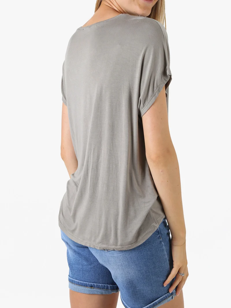 T-shirt donna in viscosa e seta - fango