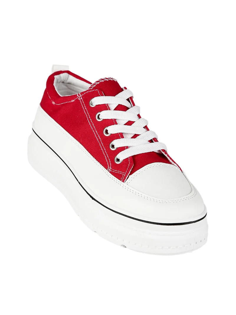 Sneakers donna in tela con platform - rosso
