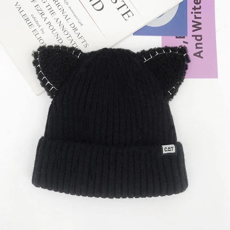 Winter-Strickmütze mit Katzenohren | Warm & Weich | Einheitsgröße für Damen