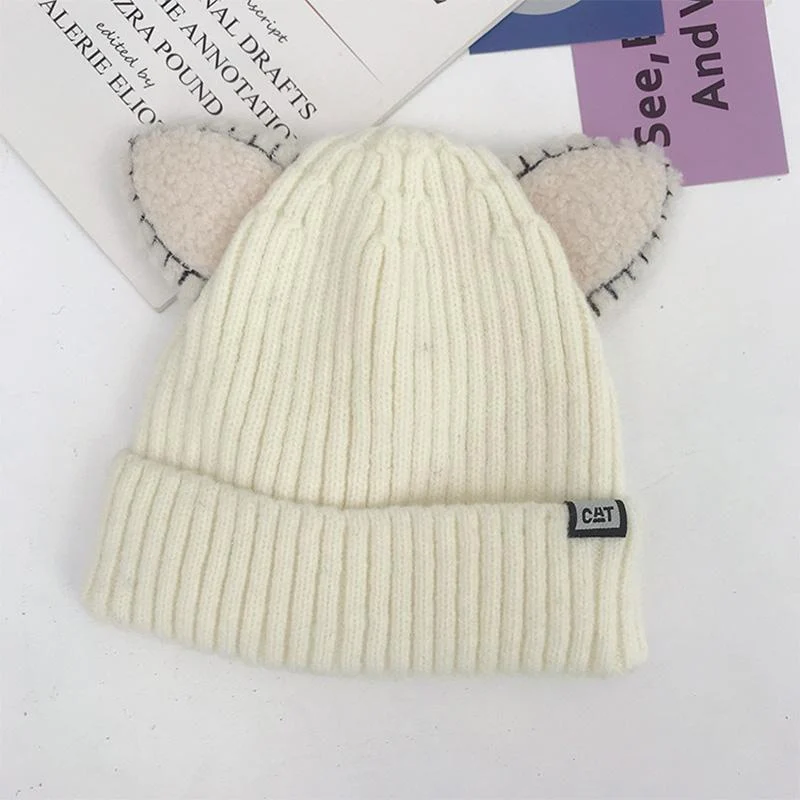 Winter-Strickmütze mit Katzenohren | Warm & Weich | Einheitsgröße für Damen