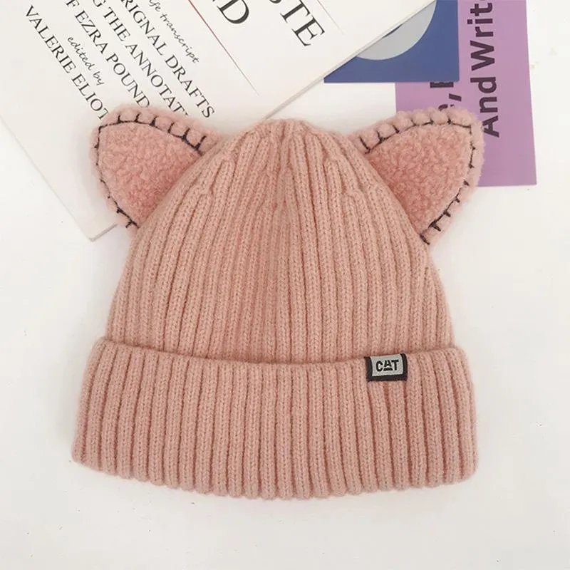 Winter-Strickmütze mit Katzenohren | Warm & Weich | Einheitsgröße für Damen