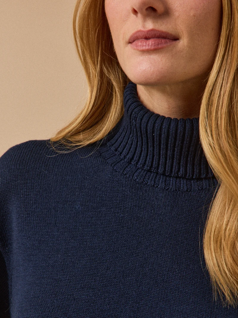 Damenpullover mit Rollkragen aus Merinowolle - Cyrillus X les 3 Tricoteurs