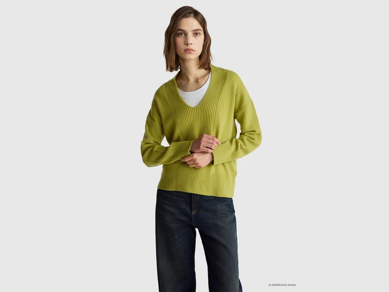 Pullover mit V-Ausschnitt aus 100 % Wolle