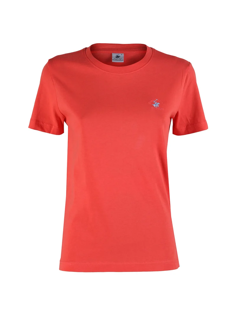 T-shirt girocollo da donna in cotone - arancione