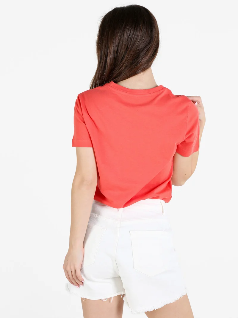 T-shirt girocollo da donna in cotone - arancione
