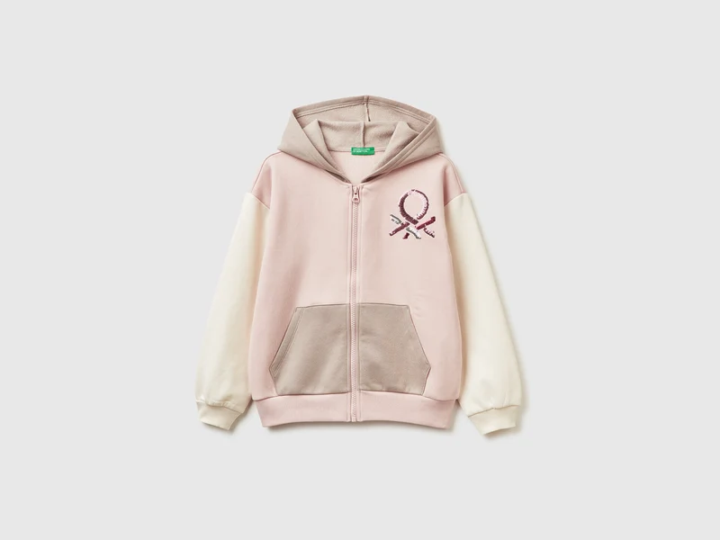 Sweatshirt mit Reißverschluss und Pailletten