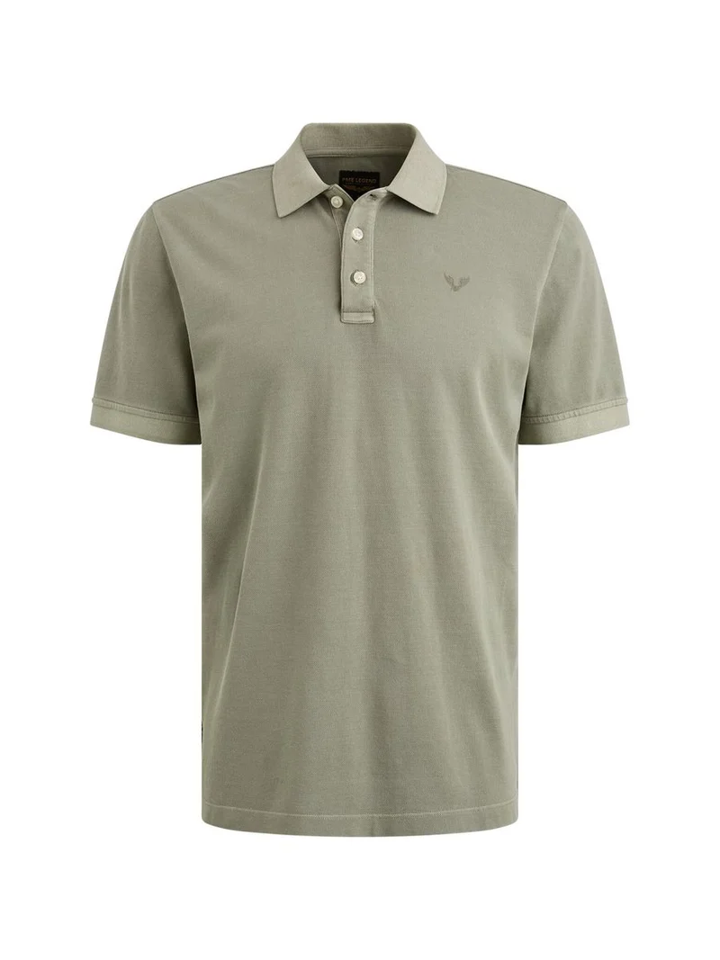 Short sleeve polo garment dyed piq