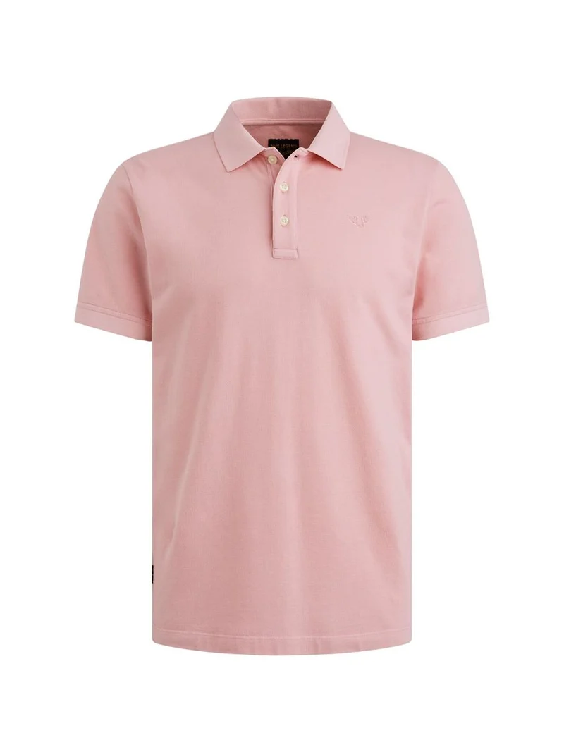 Short sleeve polo garment dyed piq