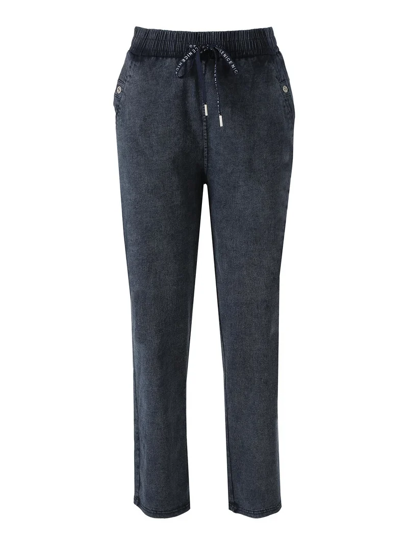 Jeggings donna con coulisse taglie grandi - blu
