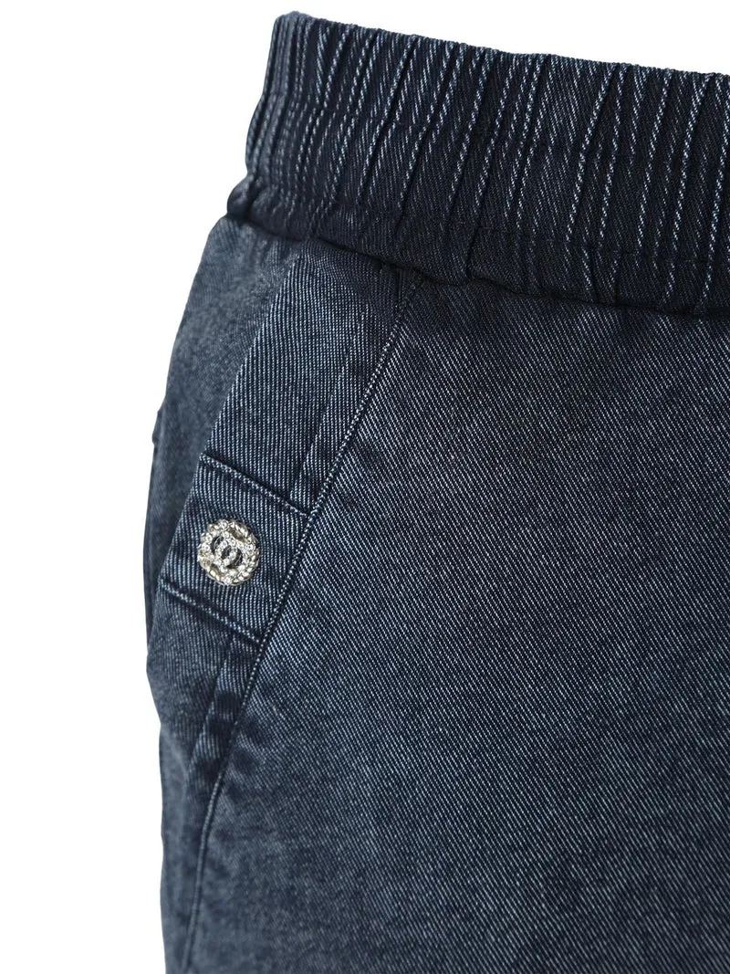 Jeggings donna con coulisse taglie grandi - blu