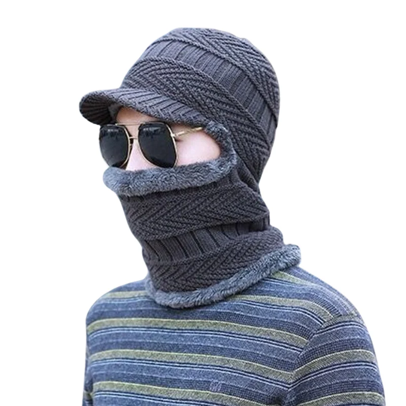 Winter Beanie mit Maske | Verdickt & Gefüttert | Strickmütze mit Nackenschutz