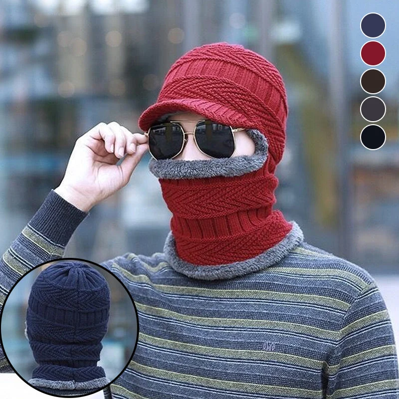 Winter Beanie mit Maske | Verdickt & Gefüttert | Strickmütze mit Nackenschutz