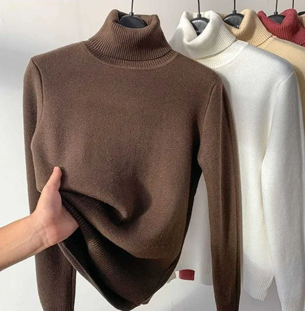 Damen Rollkragenpullover | Weiches Fleece-Innenfutter | Warm & Stilvoll für Herbst & Winter