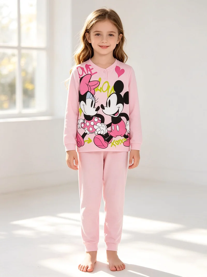 Minnie Pigiama lungo da bambina in cotone - rosa