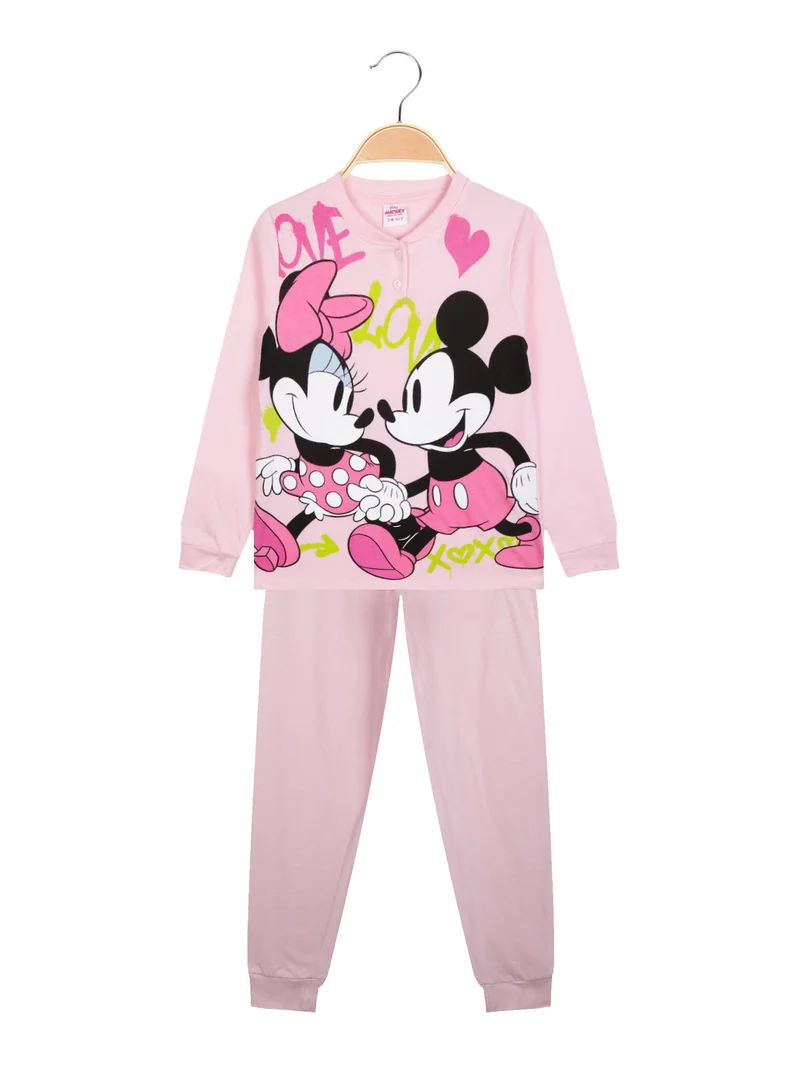 Minnie Pigiama lungo da bambina in cotone - rosa