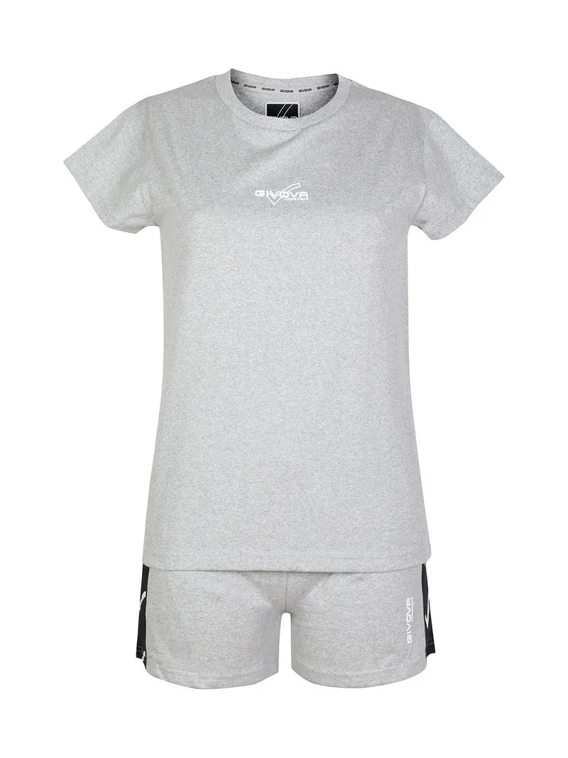 Completo corto da donna in cotone - grigio