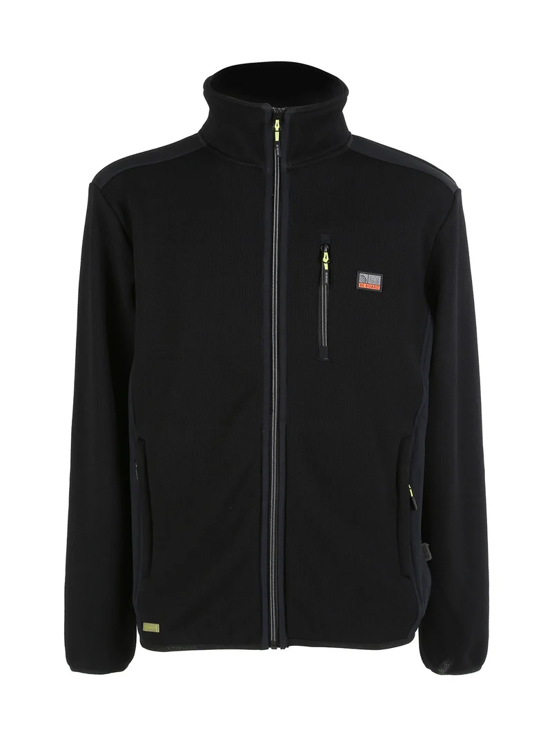 Giacca sportiva da uomo a collo alto con zip - nero