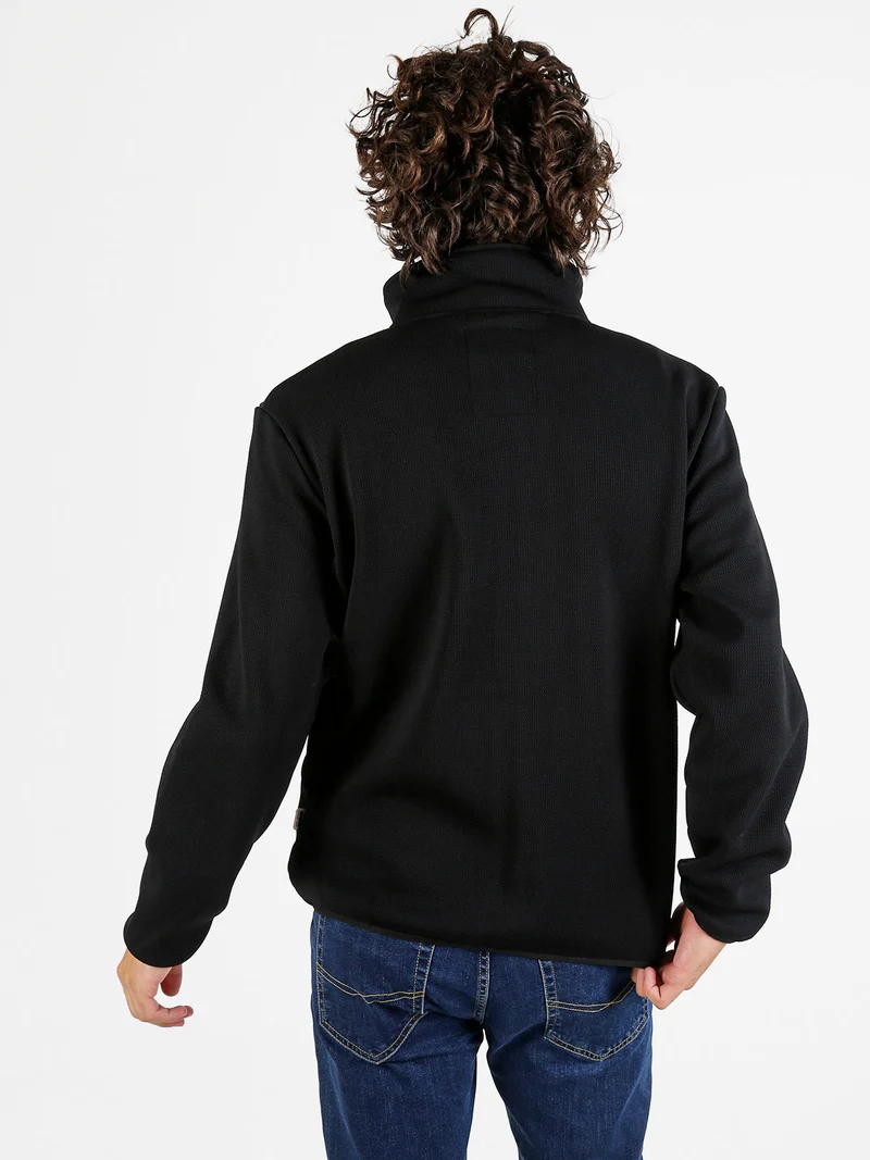 Giacca sportiva da uomo a collo alto con zip - nero