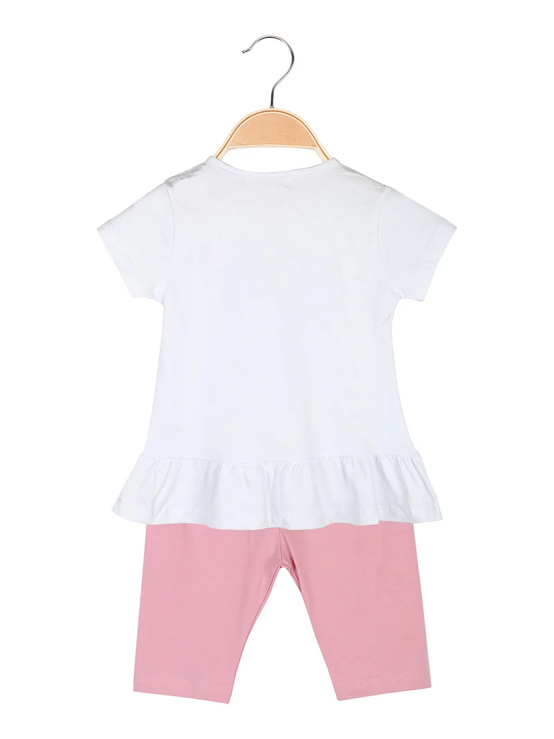 Completo neonata 2 pezzi con t-shirt e leggings - bianco