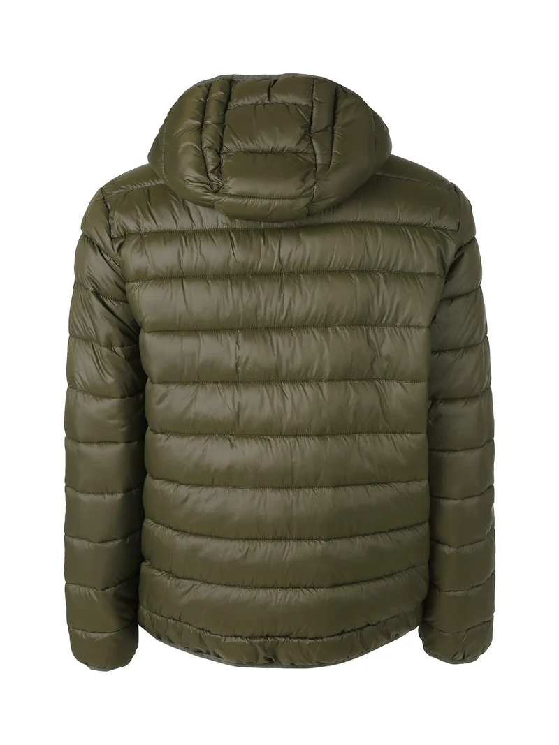 Giubbotto da uomo imbottito con cappuccio e zip - militare