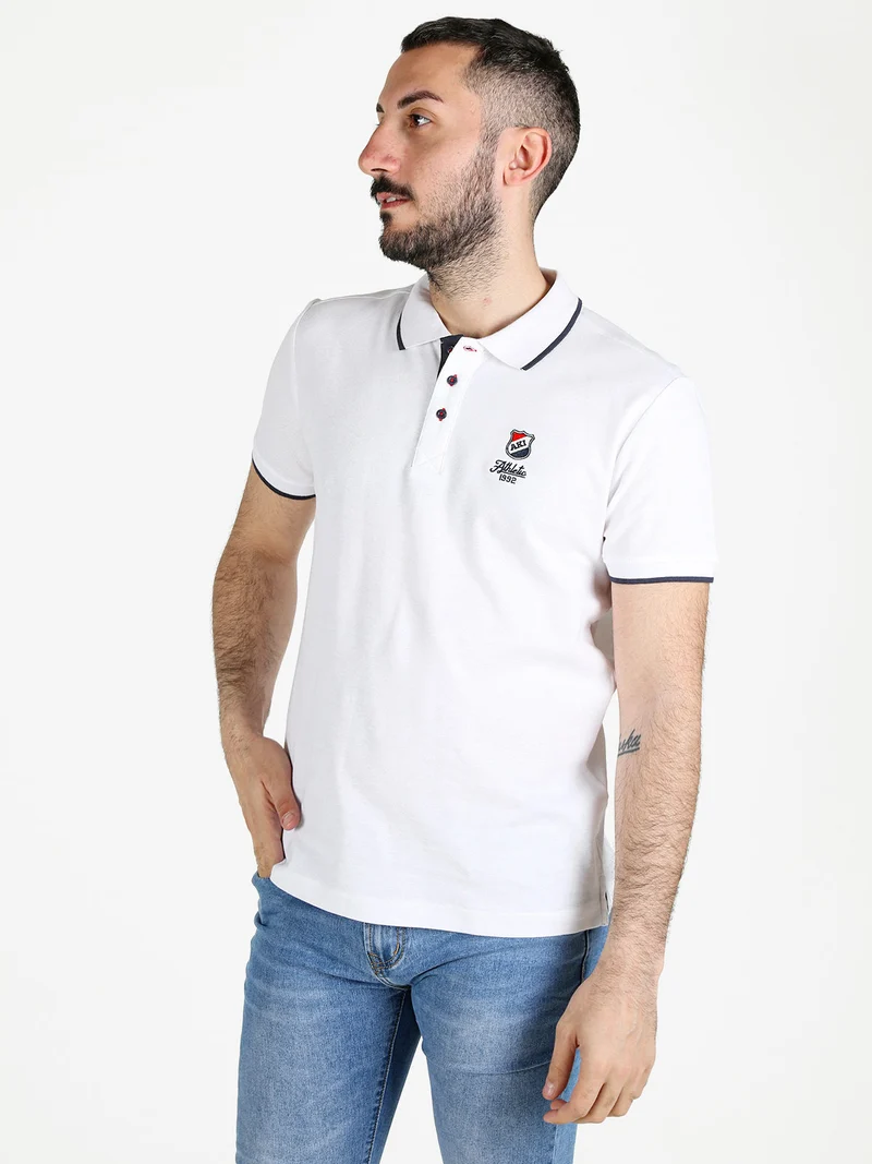 Polo da uomo in cotone a maniche corte - bianco