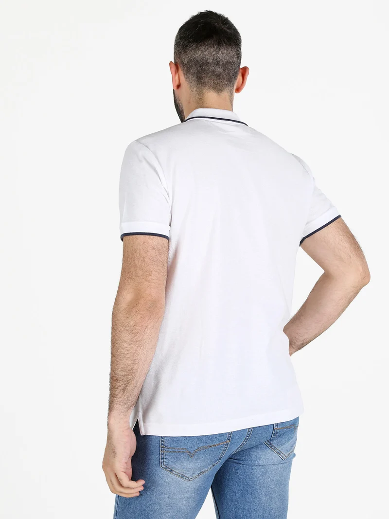 Polo da uomo in cotone a maniche corte - bianco